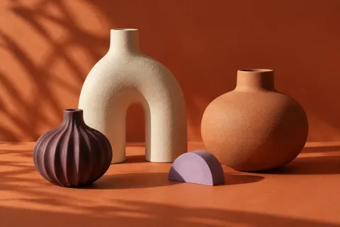 Round terracotta vessel